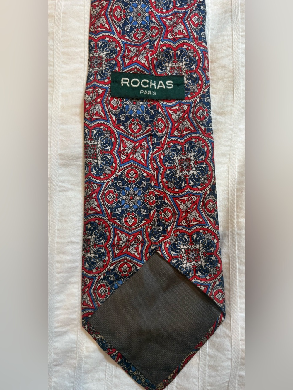 Rochas Paris 100% Silk Red & Blue Printed  Tie
